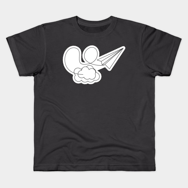 Pilot Papper Plane In Flight Kids T-Shirt by Bazzar Designs